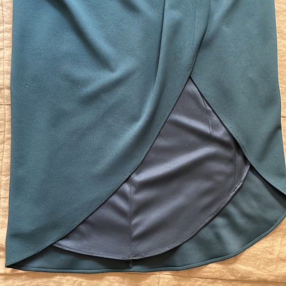 BHLDN Caron V-Neck Crepe Dress Emerald Green - Picture 14 of 15